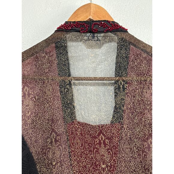 VTG STUNNING Chinyere Sheer Beaded Dress M Whimsigoth Dark Romantic Boho Hippie - Picture 15 of 16